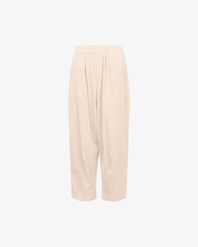 Pantalon Crysta - Ecru : Pantalon velours côtelé écru, coupe ample moderne et confortable Mes Demoiselles - Dernière image