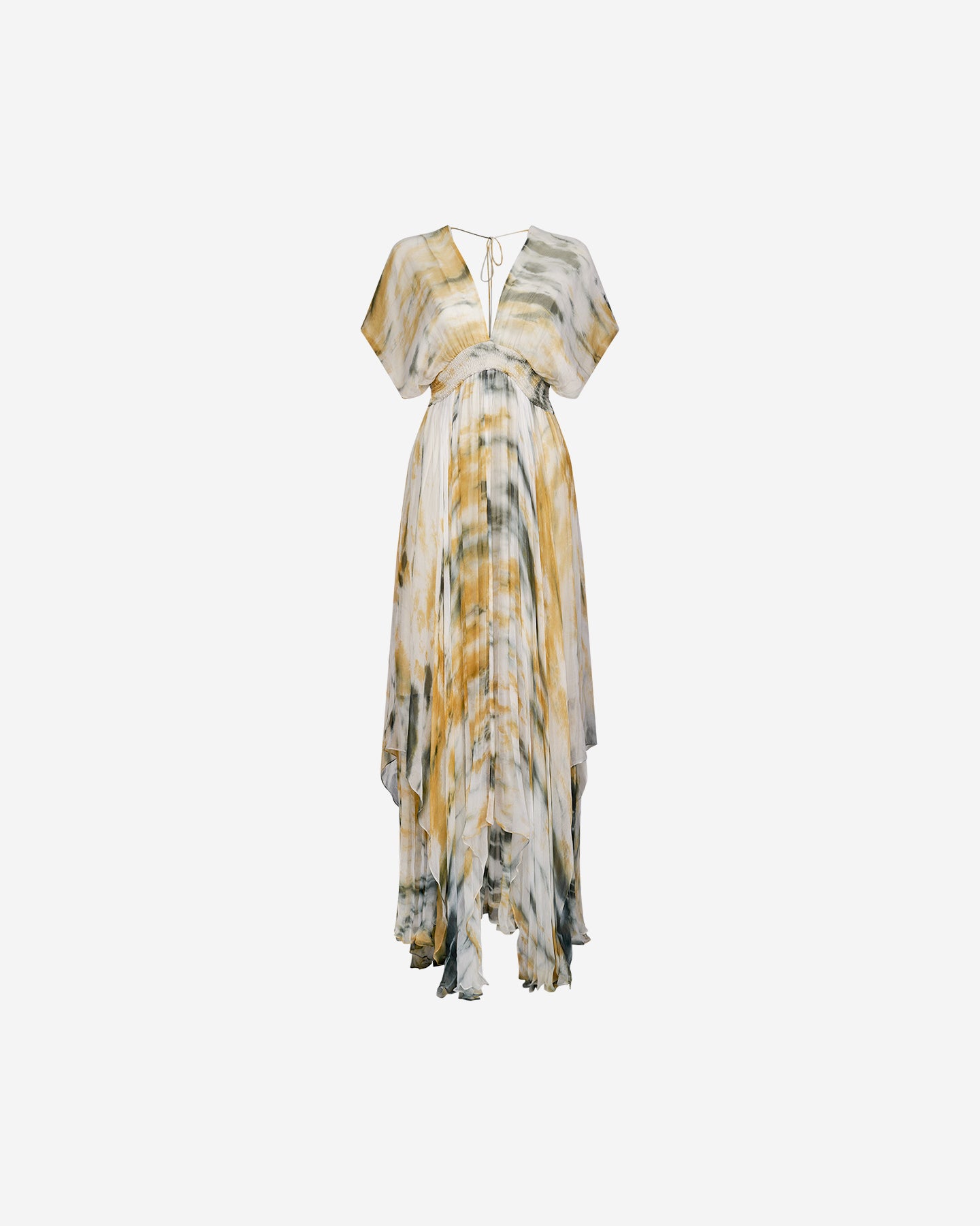 Robe Ines - Ocre : Robe longue en viscose chiffon imprimée Mes Demoiselles