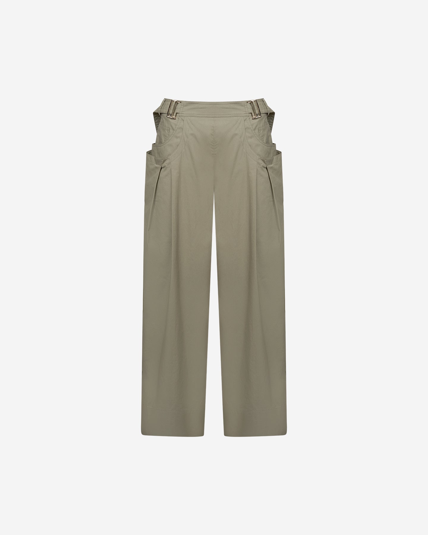 Pantalon Paline - Kaki : Pantalon large en popeline craquante kaki Mes Demoiselles
