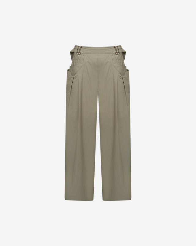 Pantalon Paline - Kaki : Pantalon large en popeline craquante kaki Mes Demoiselles - Dernière image