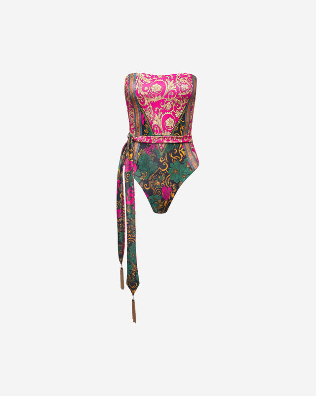 Maillot De Bain Sensual - Fuchsia : Maillot de bain une pièce bustier imprimé placé Mes Demoiselles - Dernière image