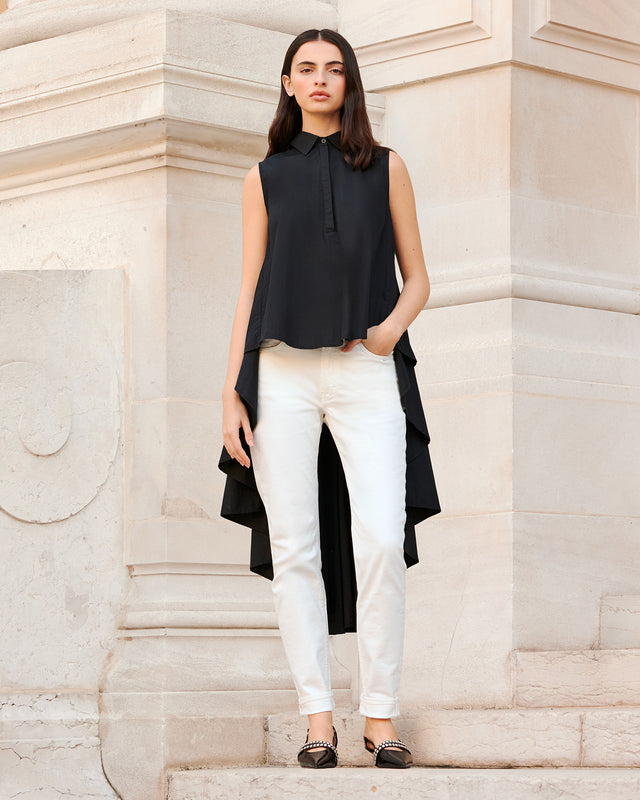 Chemise extraordinaire en popeline de coton noire - Chemises & tops Mes Demoiselles - Image 1