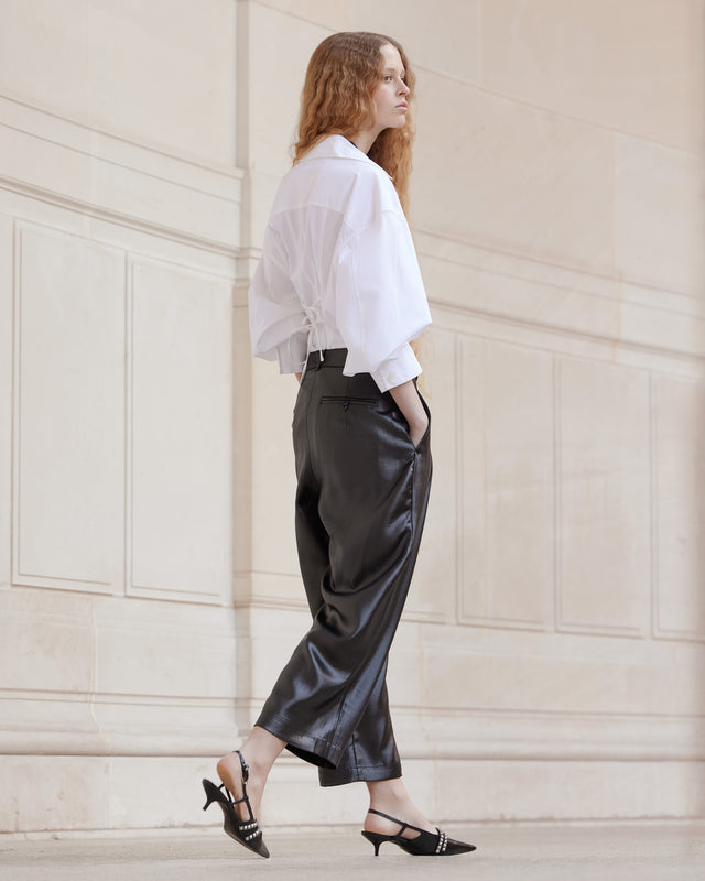 Pantalon noir en satin shiny - Pantalons & combinaisons Mes Demoiselles - Image 2
