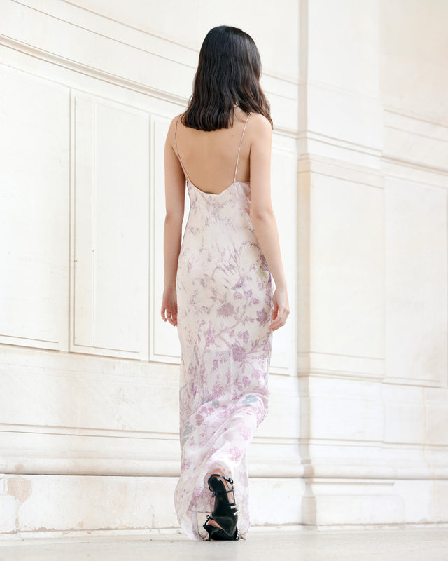 Robe longue imprimé fondu délicat et dentelle noire - Robes Mes Demoiselles - Image 2