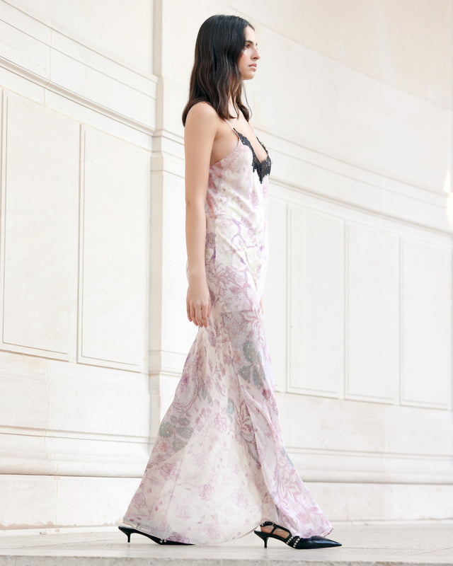 Robe Primrose - Noir : Robe longue imprimé fondu délicat et dentelle noire Mes Demoiselles - Image 3