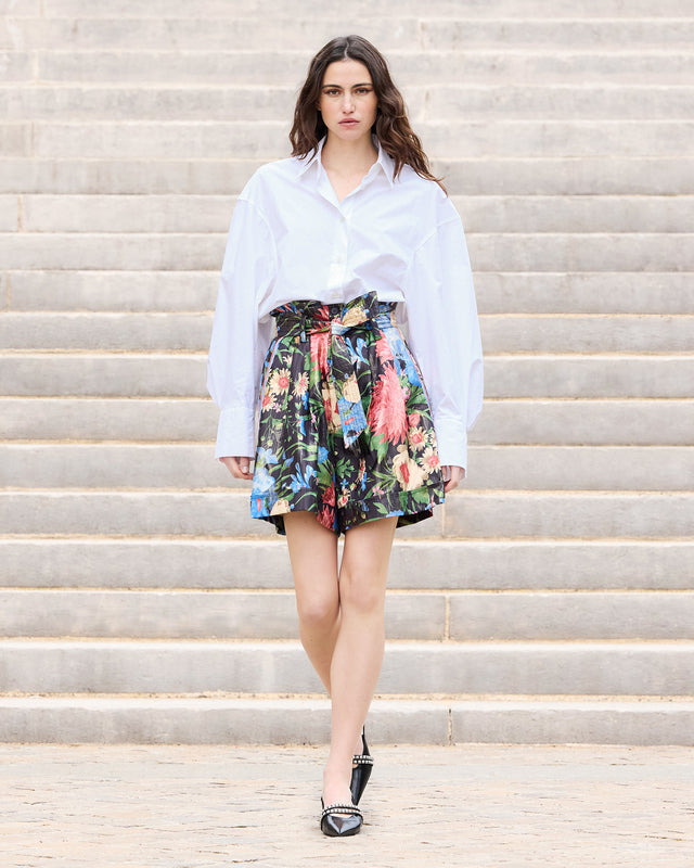 Bermuda féminin en jacquard lurex imprimé floral : Jupes & shorts Mes Demoiselles - Image 1