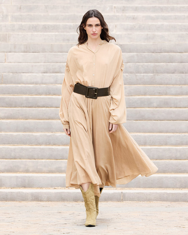 Jupe douce en voile de coton couleur beige - Jupes & shorts Mes Demoiselles - Image 1