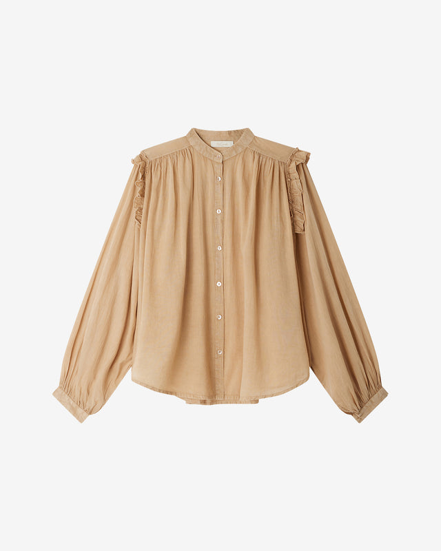 Chemise Sati - Beige : Chemise douce beige en voile de coton Mes Demoiselles - Dernière image