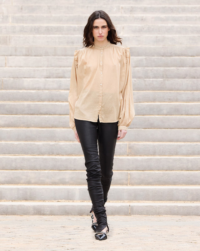 Chemise douce beige en voile de coton - Chemises & tops Mes Demoiselles - Image 1