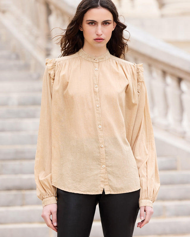 Chemise douce beige en voile de coton - Chemises & tops Mes Demoiselles - Image 2