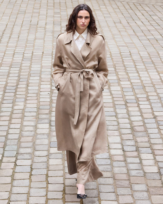 Manteau Soleil - Marron : Manteau imper beige léger et élégant Mes Demoiselles - Image 3