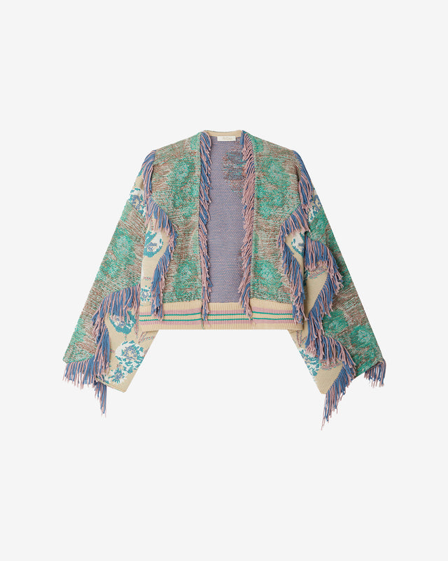 Cardigan Squire - Vert : Gilet court en maille jacquard Mes Demoiselles - Dernière image
