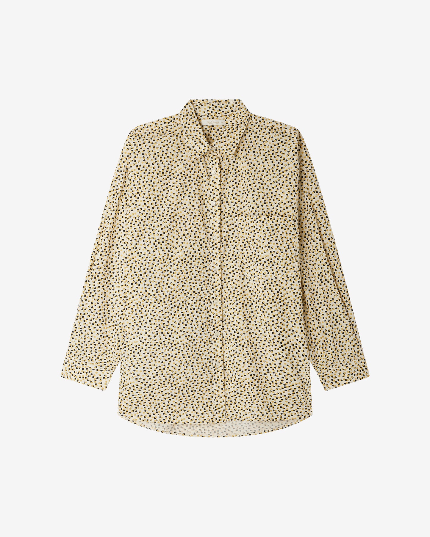 Chemise Sumira - Beige : Chemise en popeline de coton beige rayé noir et pois gold Mes Demoiselles