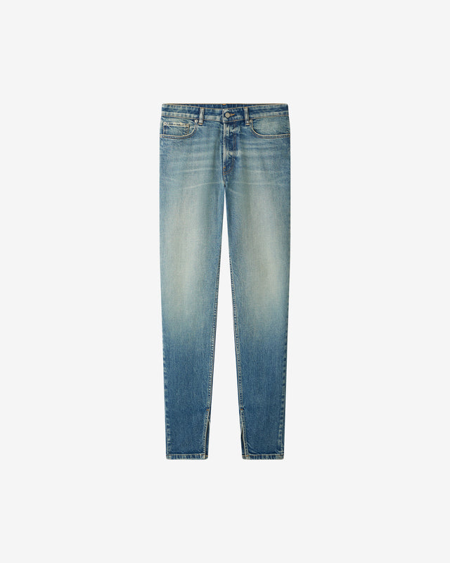 Pantalon Taylor - Bleu Jeans : Jean droit en denim bleu délavé à fentes intérieures Mes Demoiselles - Dernière image