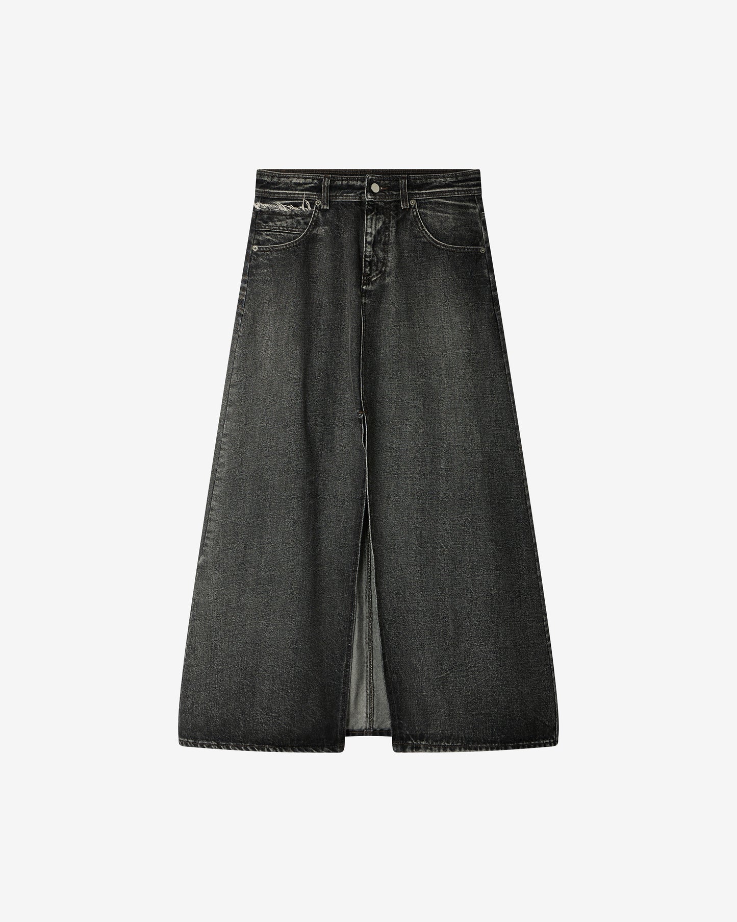Jupe Travolta - Noir : Jupe longue en denim washed black – esprit western Mes Demoiselles