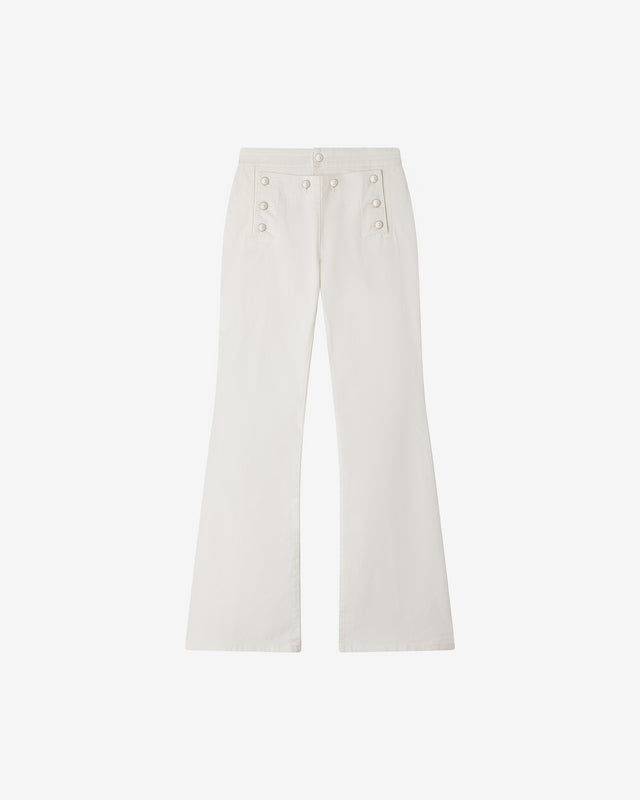 Pantalon Twaine - Blanc : Jean blanc en toile de coton stretch Mes Demoiselles - Dernière image