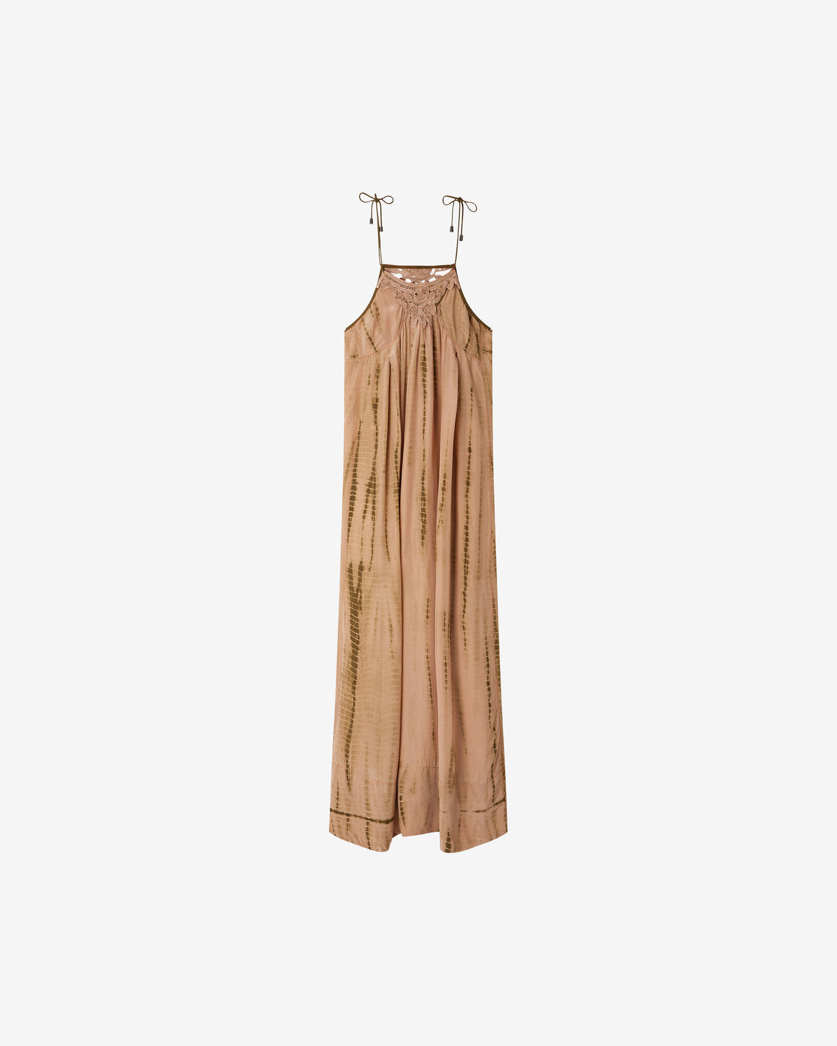 Robe longue en viscose satin et guipure ajourée - Robes Mes Demoiselles