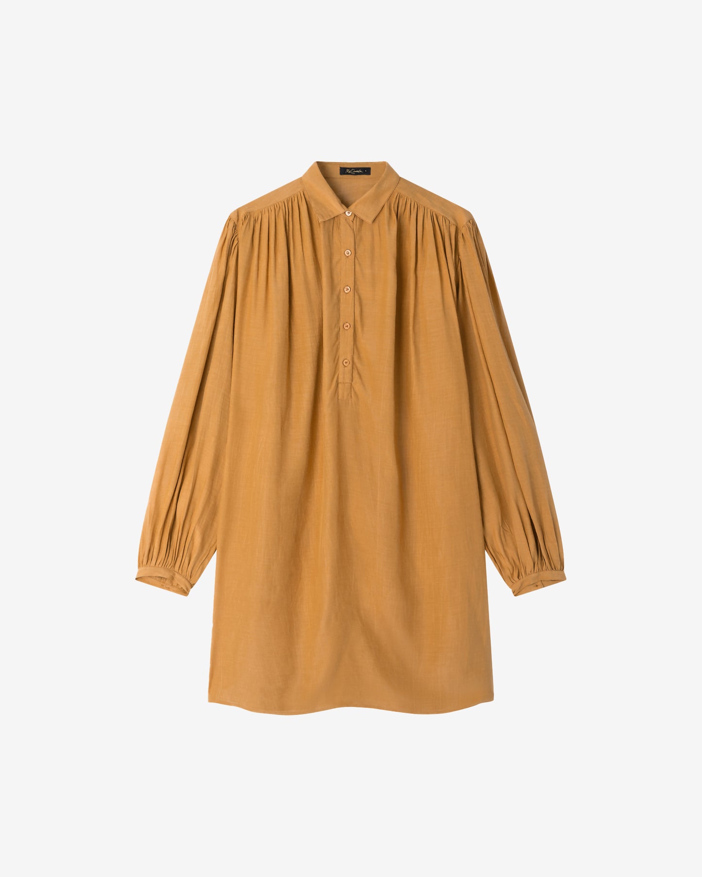 Blouse longue en coton et soie ocre - Chemises & tops Mes Demoiselles