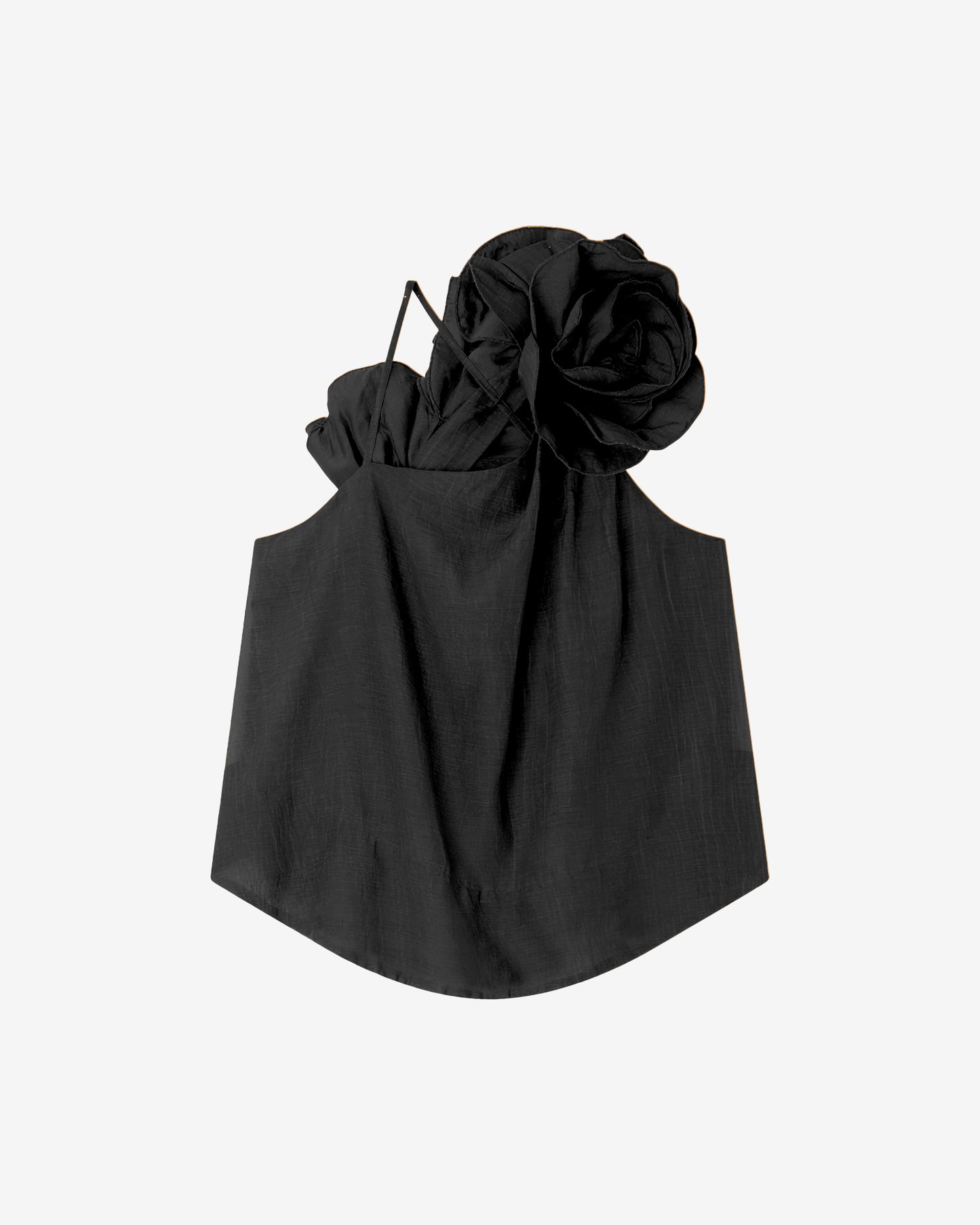 Débardeur à grosse fleur en coton et soie noir - Chemises & tops Mes Demoiselles