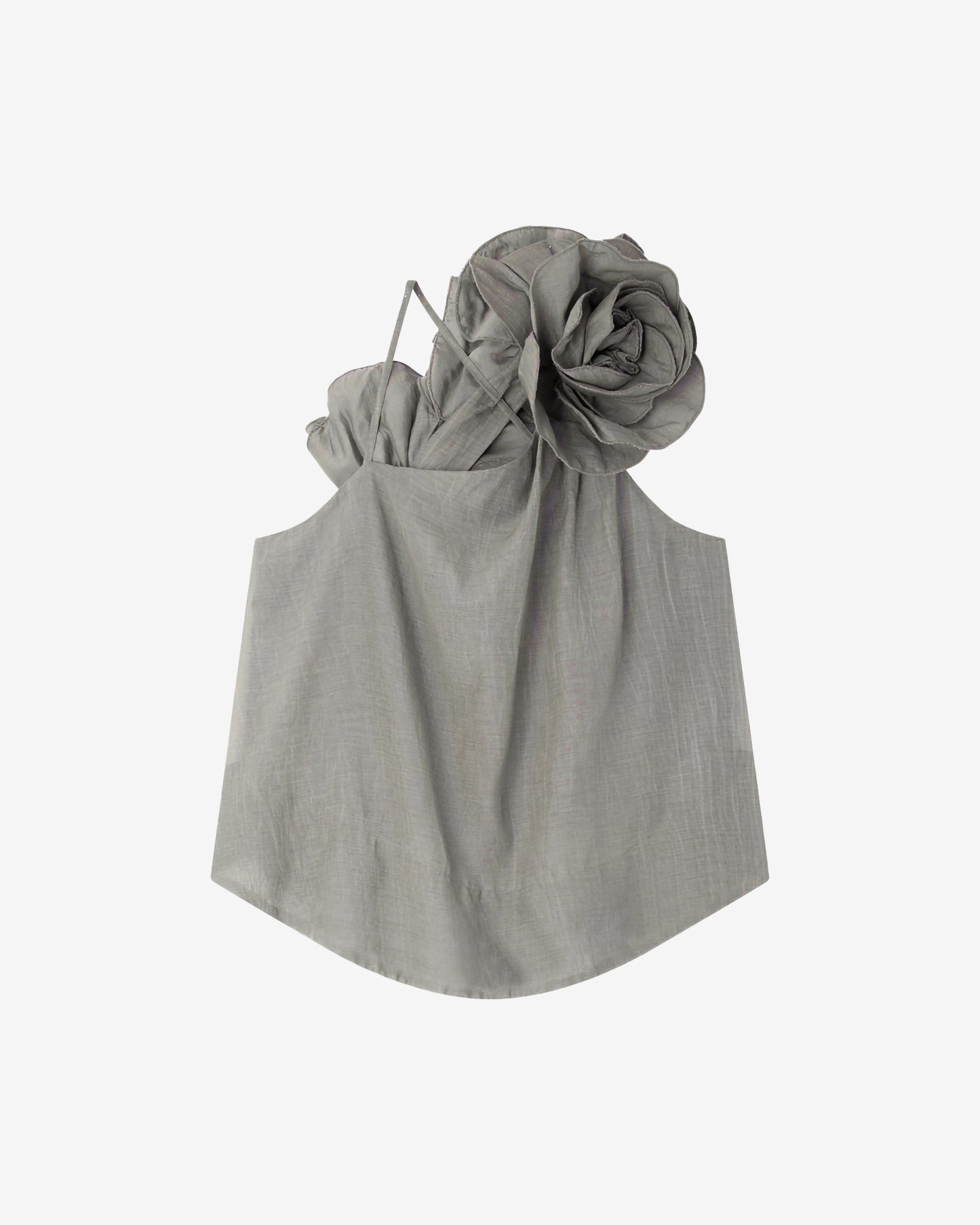 Débardeur à grosse fleur en coton et soie gris - Chemises & tops Mes Demoiselles