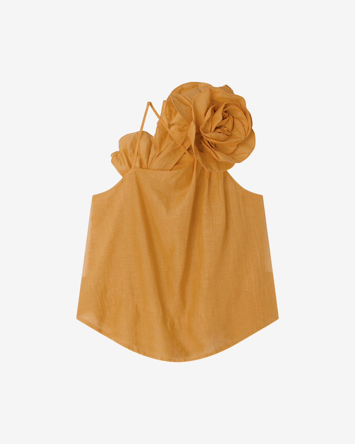 Débardeur à grosse fleur en coton et soie ocre - Chemises & tops Mes Demoiselles