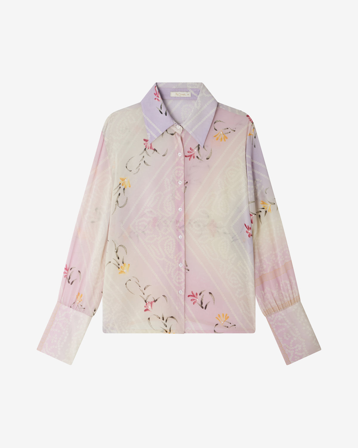 Chemise Gales - Rose : Chemisier en soie ivoire et rose imprimé artistique Mes Demoiselles