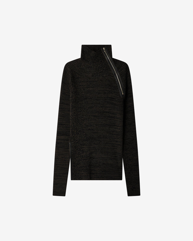Pull Hobson - Kaki : Pull en laine mérinos et finitions cuir - Kaki Mes Demoiselles - Dernière image