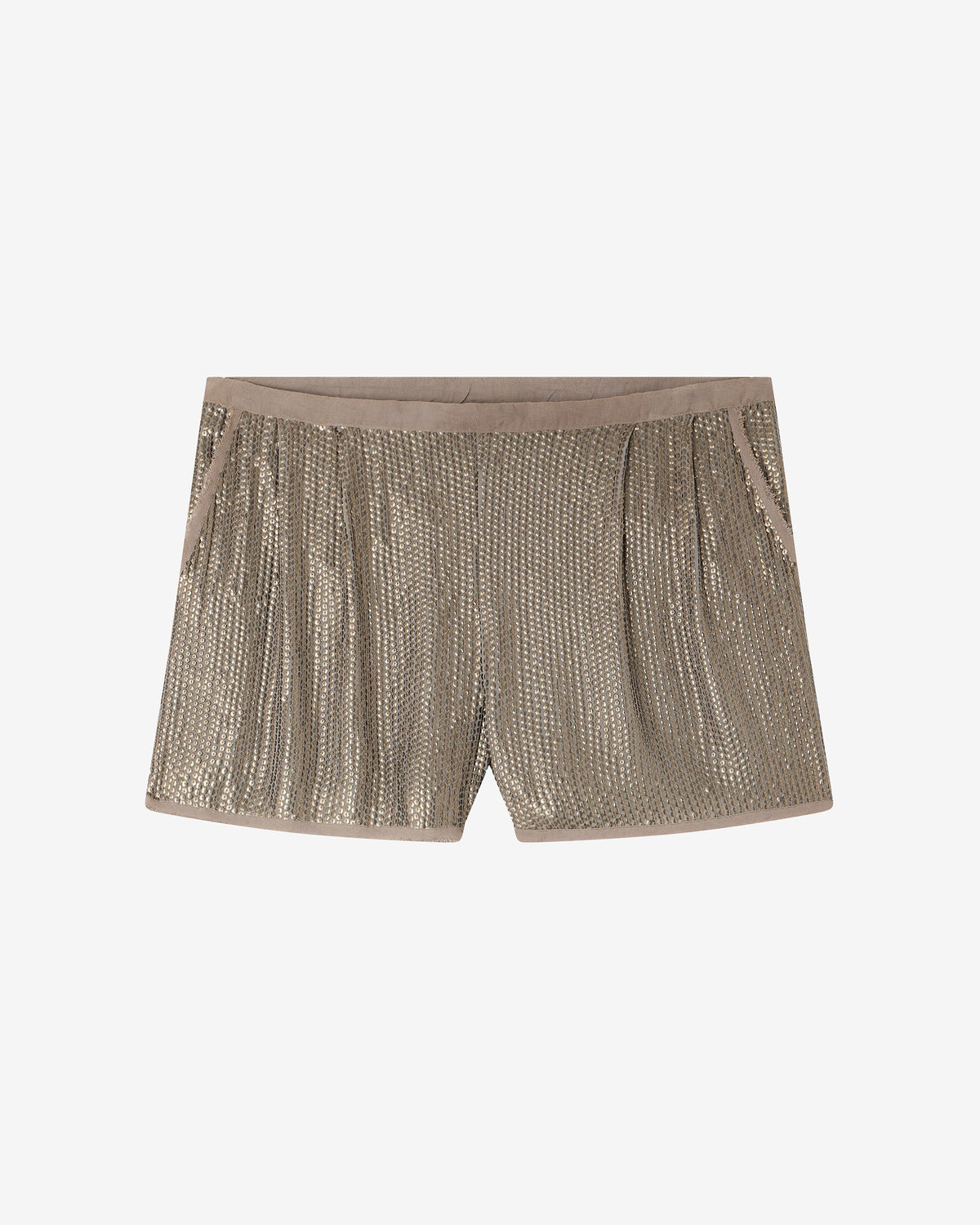 Short en paillettes de viscose kaki - Jupes & shorts Mes Demoiselles