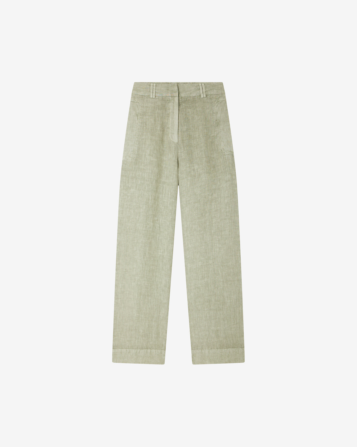 Pantalon en lin coloris vert - Pantalons & combinaisons Mes Demoiselles