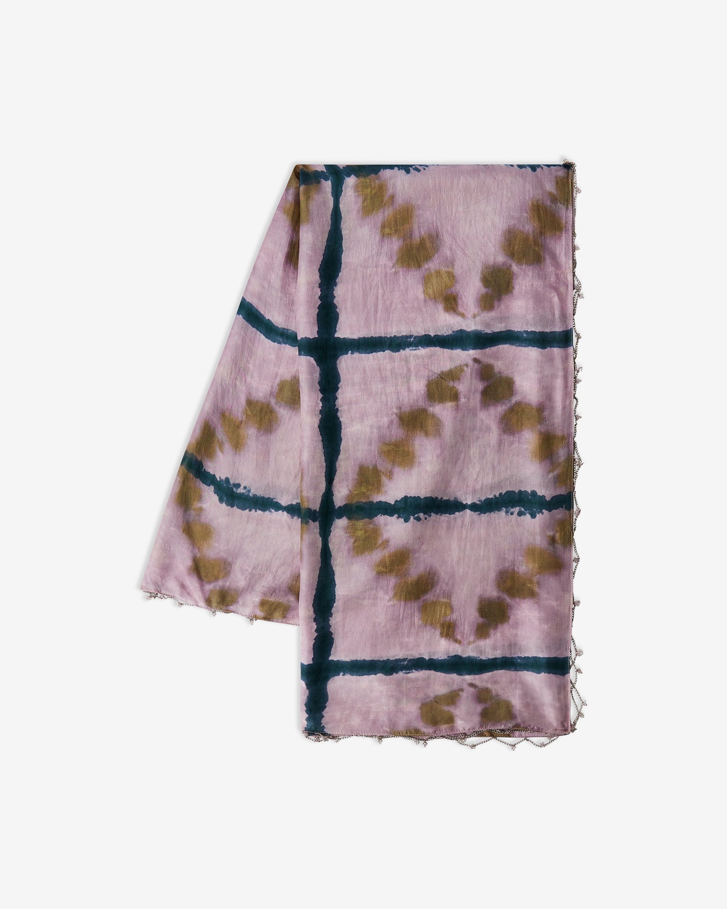 Foulard en soie lavande à carreaux tie & dye - Accessoires Mes Demoiselles