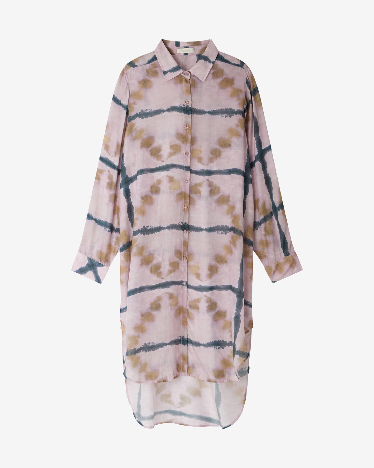 Chemise Olia - Lavande : Longue chemise à carreaux tie & dye Mes Demoiselles