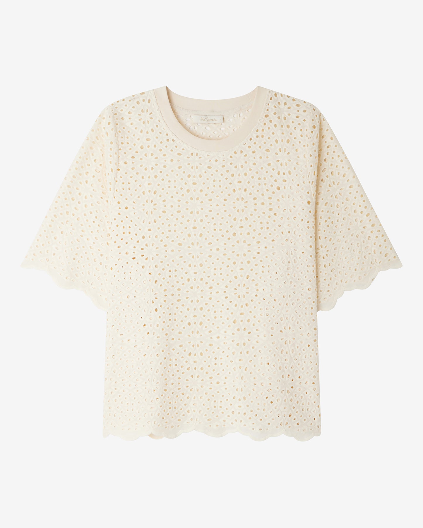 Top Randi - Blanc : Top teeshirt en broderie anglaise blanche Mes Demoiselles