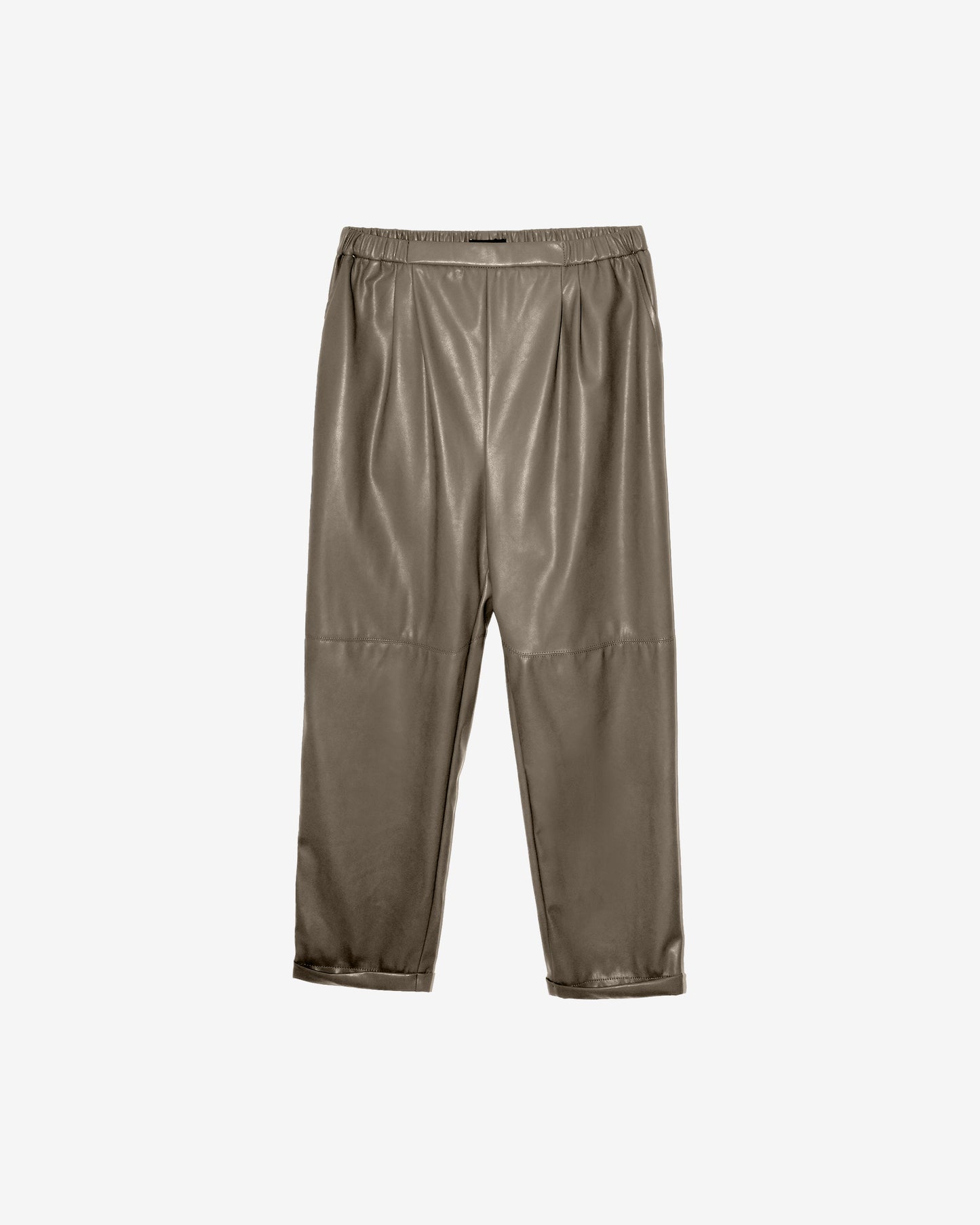 Pantalon Roxy - Taupe : Pantalon droit en simili cuir – chocolat Mes Demoiselles