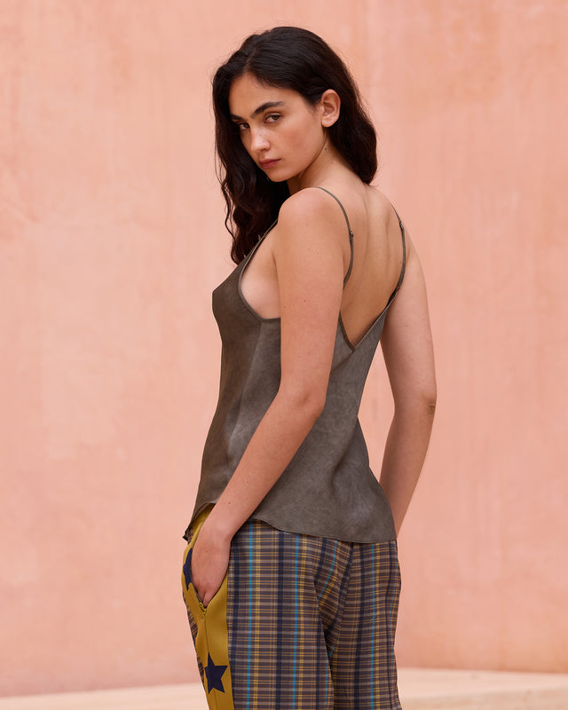 Délicat top en soie charcoal - Chemises & tops Mes Demoiselles - Image 3