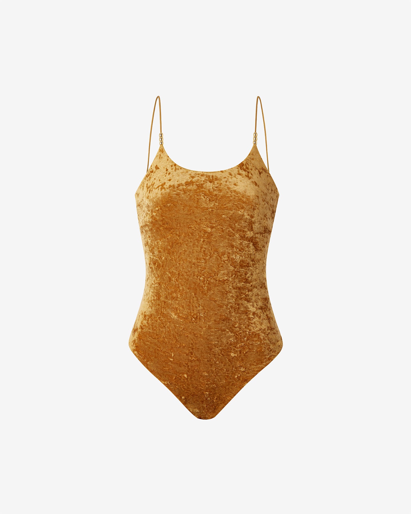 Maillot de bain 1 pièce en velours ocre & perles argentées - Maillots de bain Mes Demoiselles