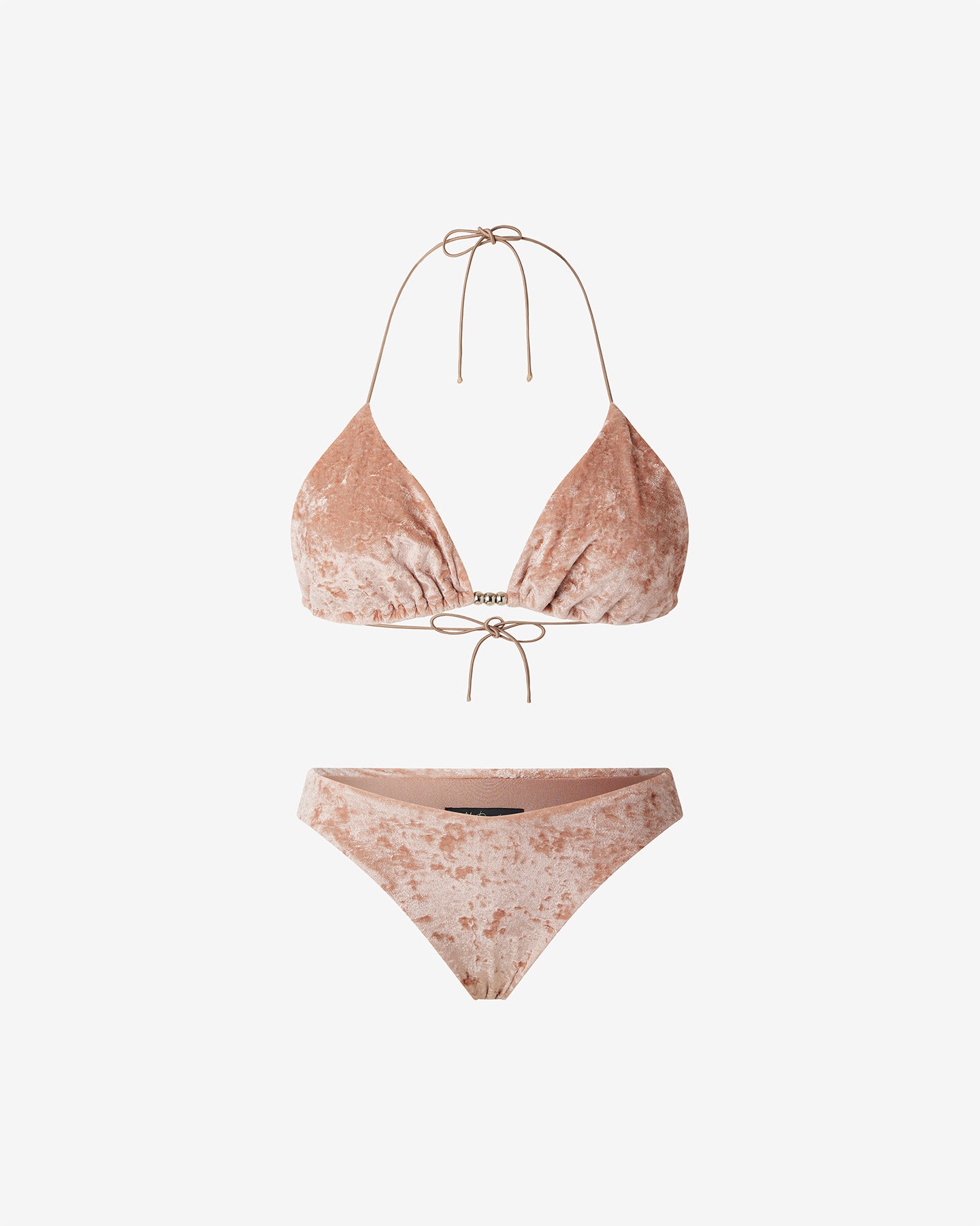 Maillot De Bain Violeta - Rose : Maillot de bain 2 pièces triangle en velours brillant rose pâle Mes Demoiselles