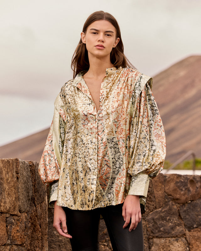 Chemise jacquard lurex – Multicolore - Chemises & tops Mes Demoiselles - Image 1
