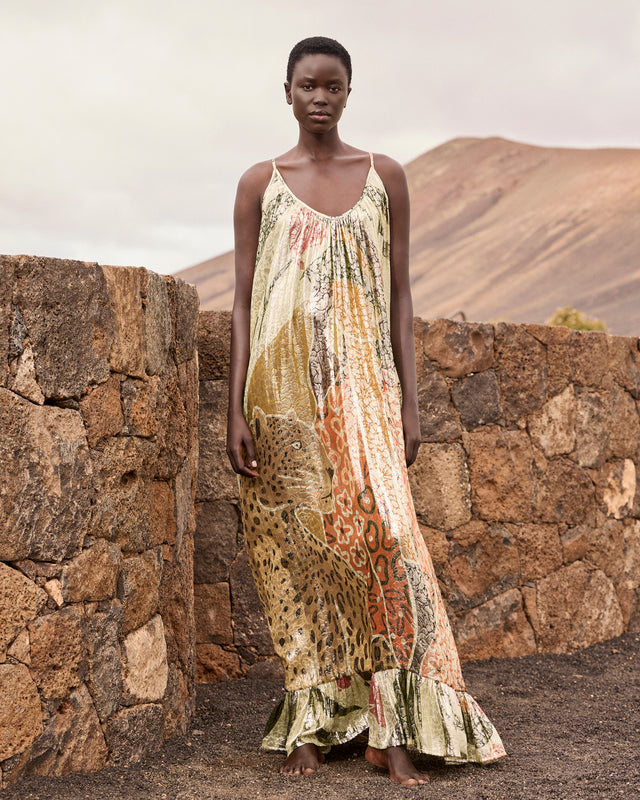 Robe longue lurex plissée – Multicolore - Robes Mes Demoiselles - Image 1