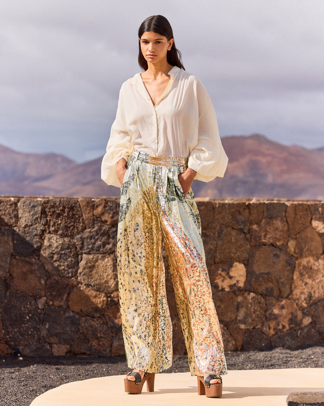 Pantalon large jacquard lurex – Multicolore - Pantalons & combinaisons Mes Demoiselles - Image 1
