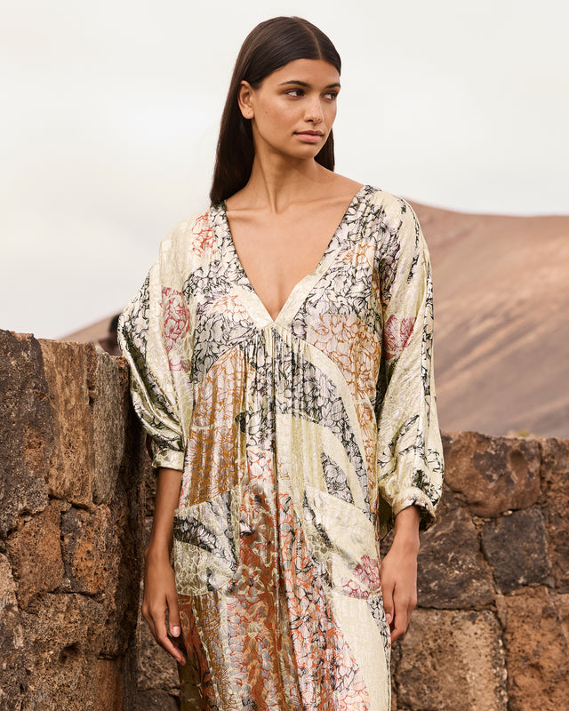 Robe caftan jacquard lurex – Multicolore - Robes Mes Demoiselles - Image 2