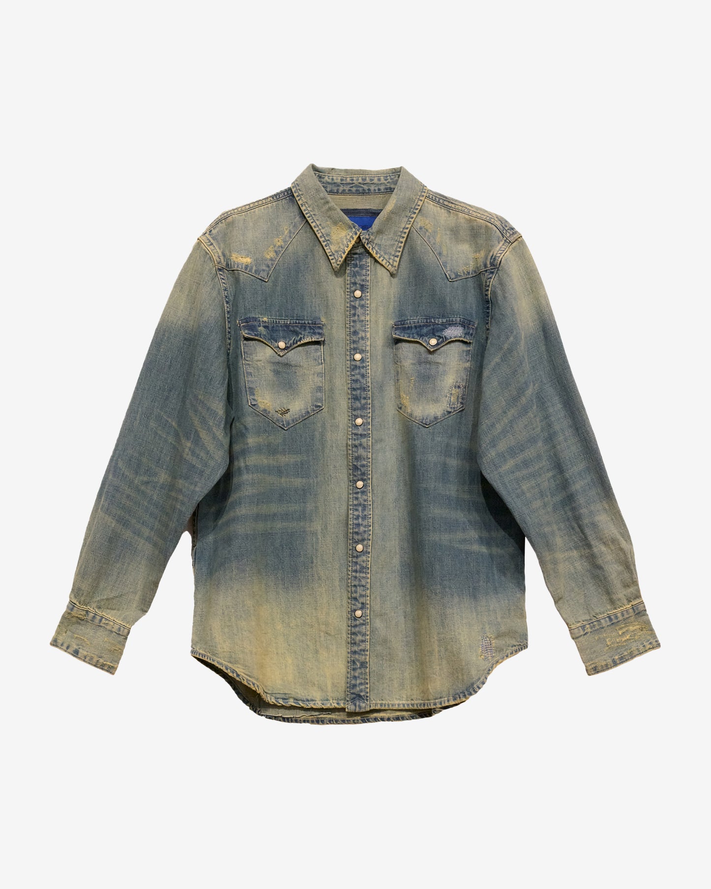 Chemise Sophie - Denim : Chemise en denim usé – Détail pins colorés Mes Demoiselles