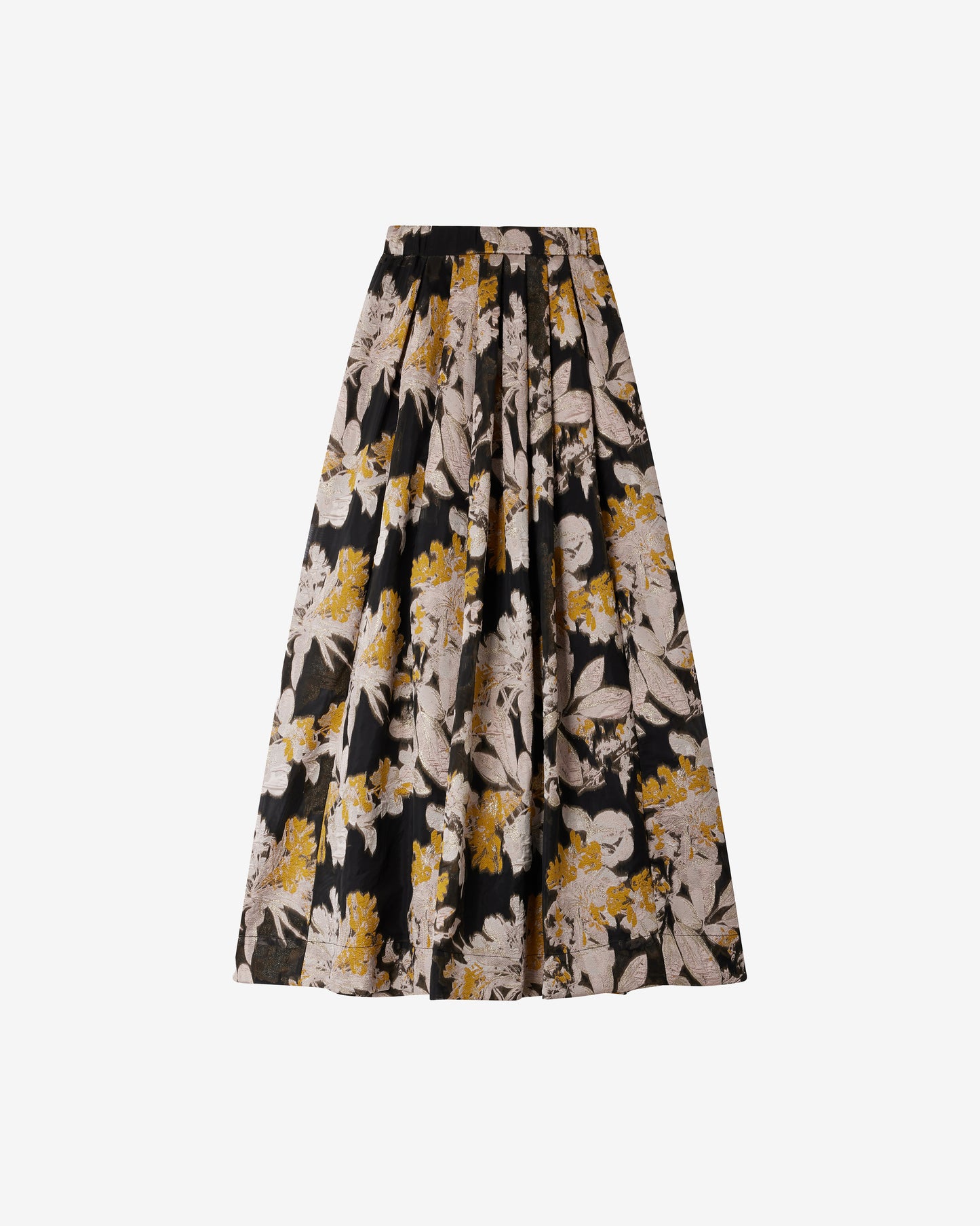 Jupe Syn - Noir : Jupe longue jacquard à plis creux – Noir, ivoire et ocre Mes Demoiselles