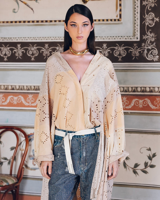 Blouse Pishirt - Peche : Blouse oversize en broderie anglaise Mes Demoiselles - Image 3