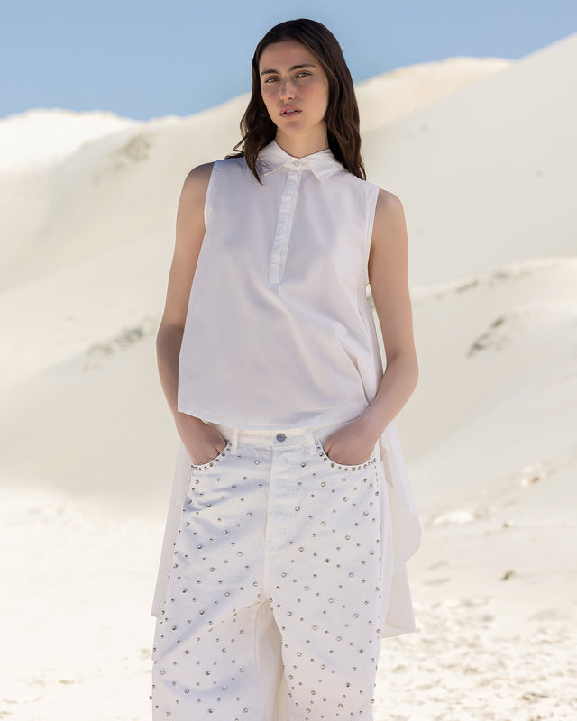Top Coqui - Blanc : Chemise extraordinaire en popeline de coton blanche Mes Demoiselles - Image 3
