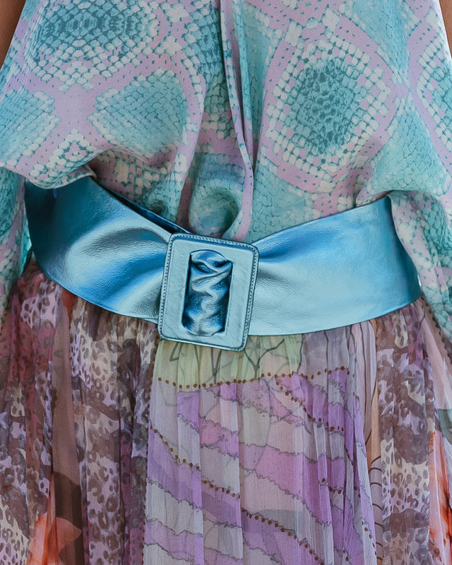 Large ceinture en cuir couleur glacier - Accessoires Mes Demoiselles - Image 1