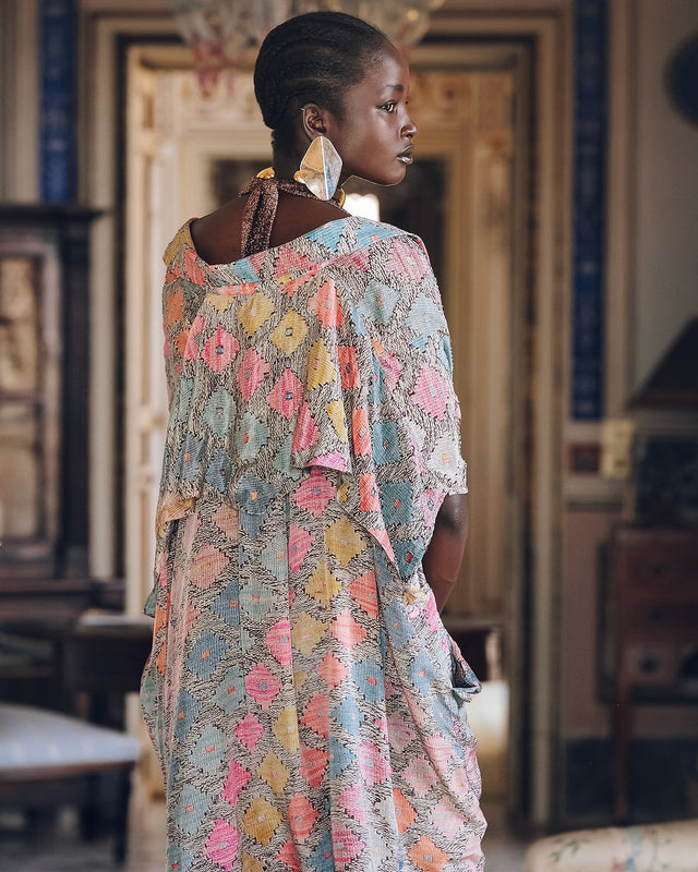 Kimono Otranto - Rose : Long kimono imprimé géométrique Mes Demoiselles - Image 3
