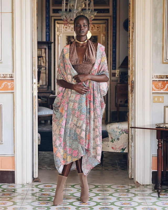 Long kimono imprimé géométrique - Kimonos & ponchos Mes Demoiselles - Image 1
