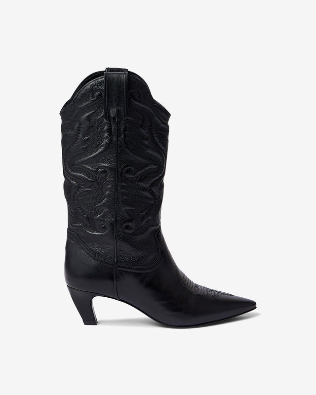 Bottes western mi - hautes noires - Chaussures Mes Demoiselles - Image 3