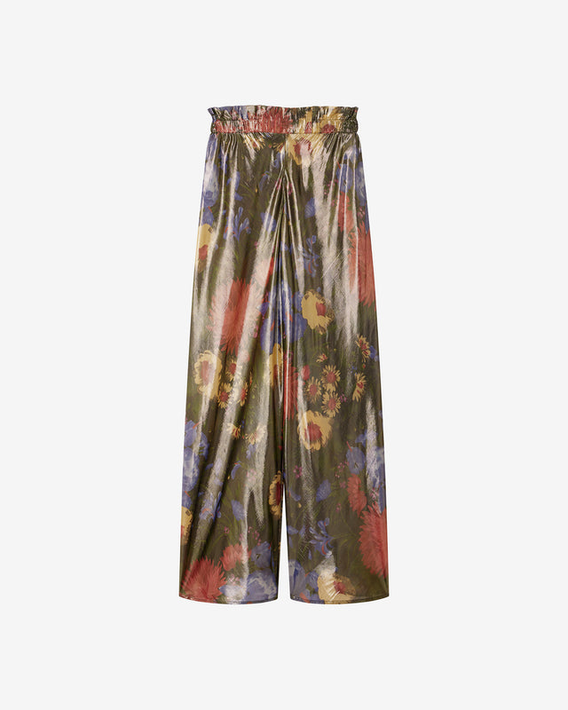 Pantalon Betty - Vert : Pantalon en voile lurex imprimé floral fondu Mes Demoiselles - Dernière image