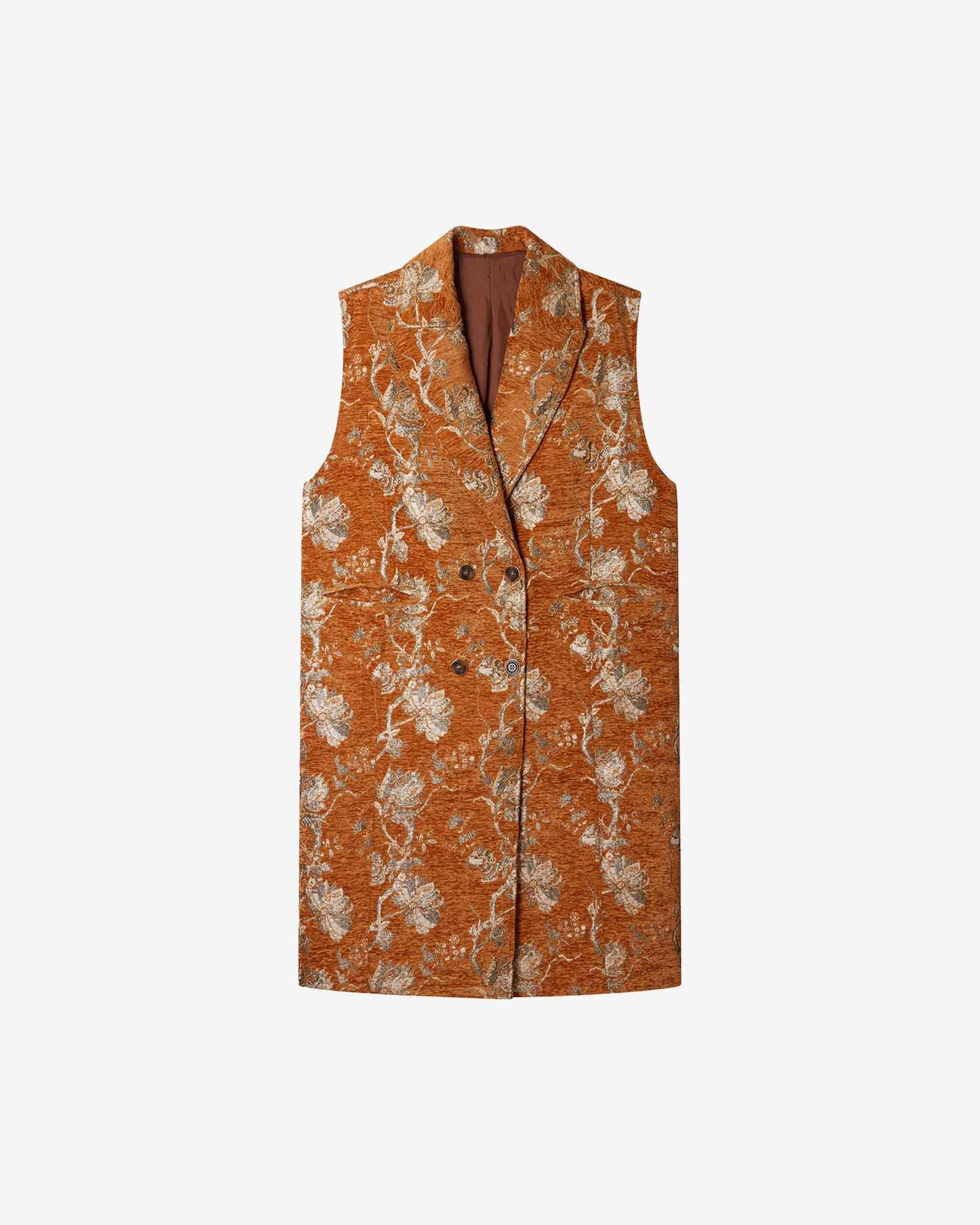Veste Bacco - Orange : Manteau sans manches en jacquard velours lurex orange Mes Demoiselles